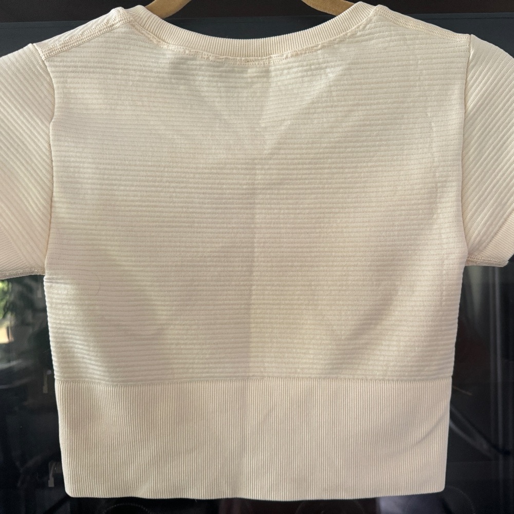 Aerie - Cream Stretch Crop Top, XS, - Picture 4 of 6